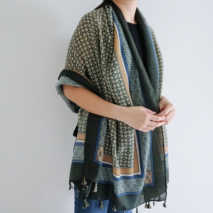 Andara Green-Selendang Viscose Batik Premium 90×180/Pashmina/Shawl
