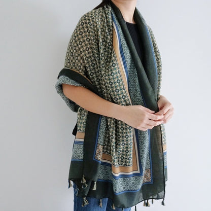 Andara Green-Selendang Viscose Batik Premium 90×180/Pashmina/Shawl