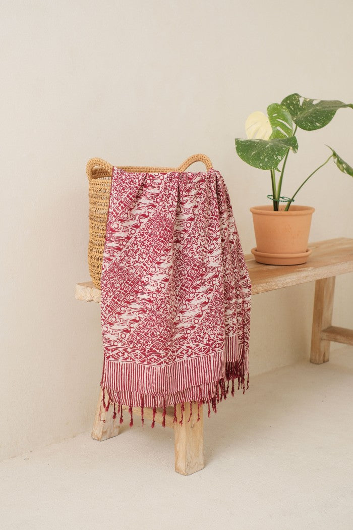 Selendang Batik TCN Parang Kawung Maroon - 80