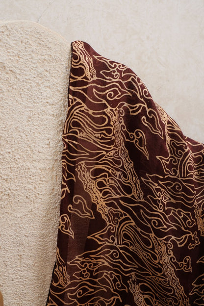 Syal Batik Sutra Mega Mendung Parang - Brown - 45
