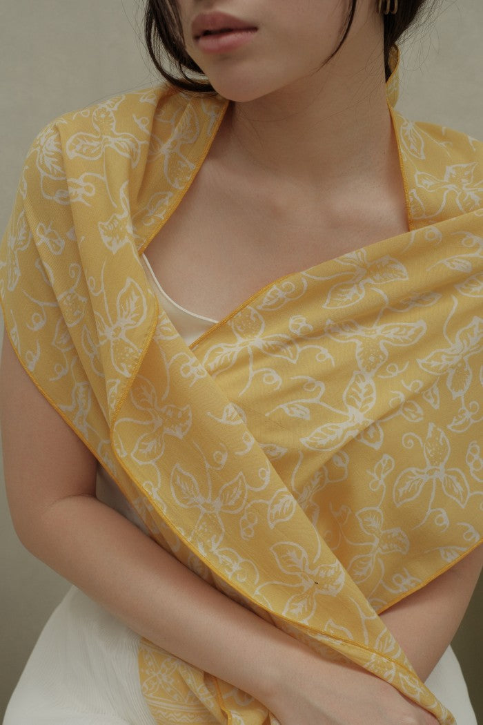 Scarf Batik Daun Rambat - Yellow | TCK