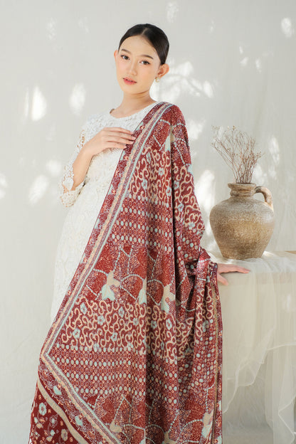 Sangga Langit in Red - Selendang Sutra Batik Tulis