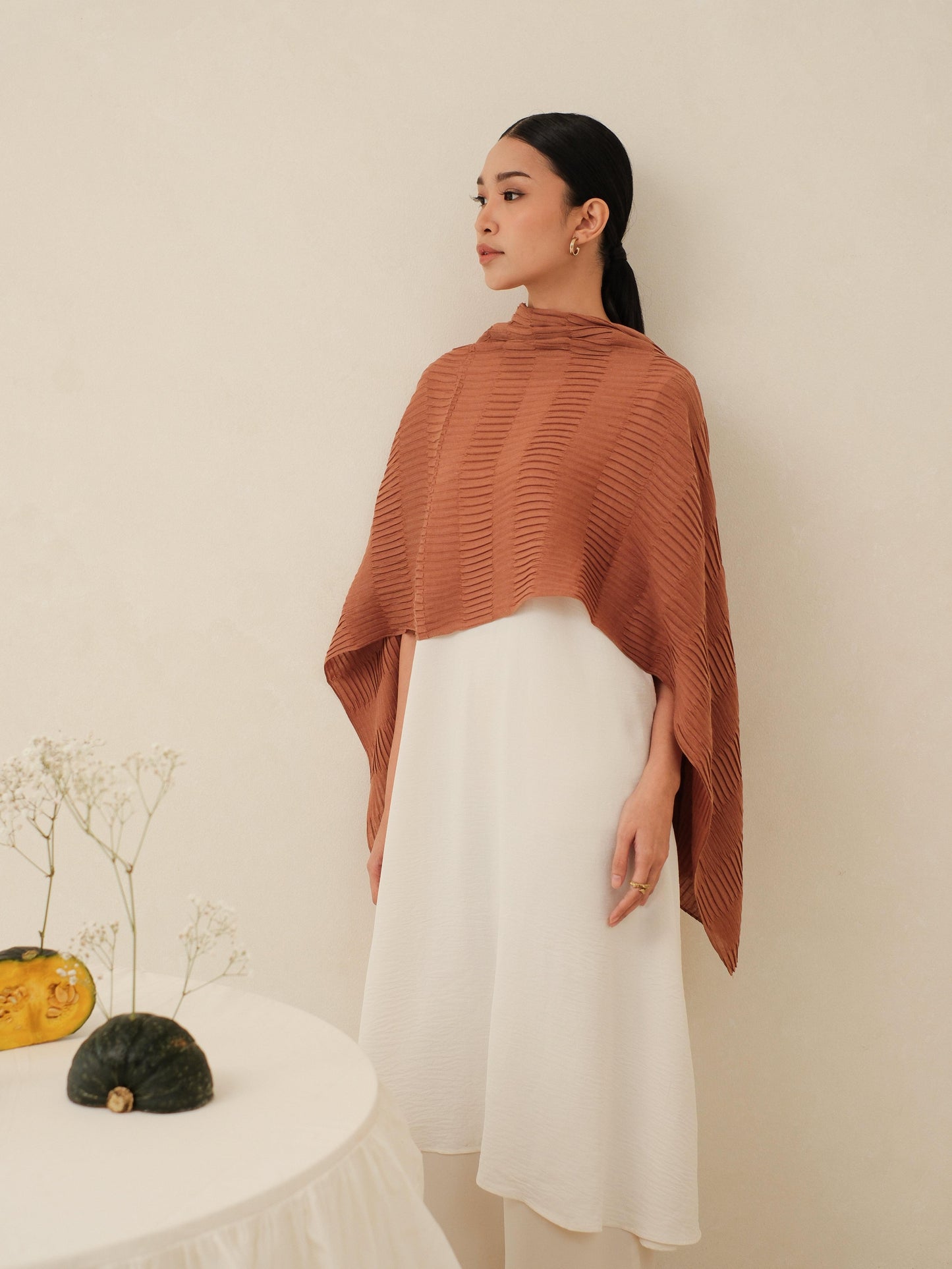 Safa in Brown Shawl - Selendang Batik