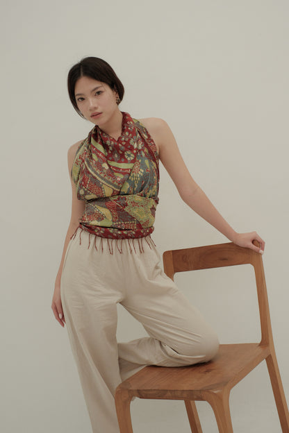 Sangga Langit in Red Green - Selendang Sutra Batik Tulis