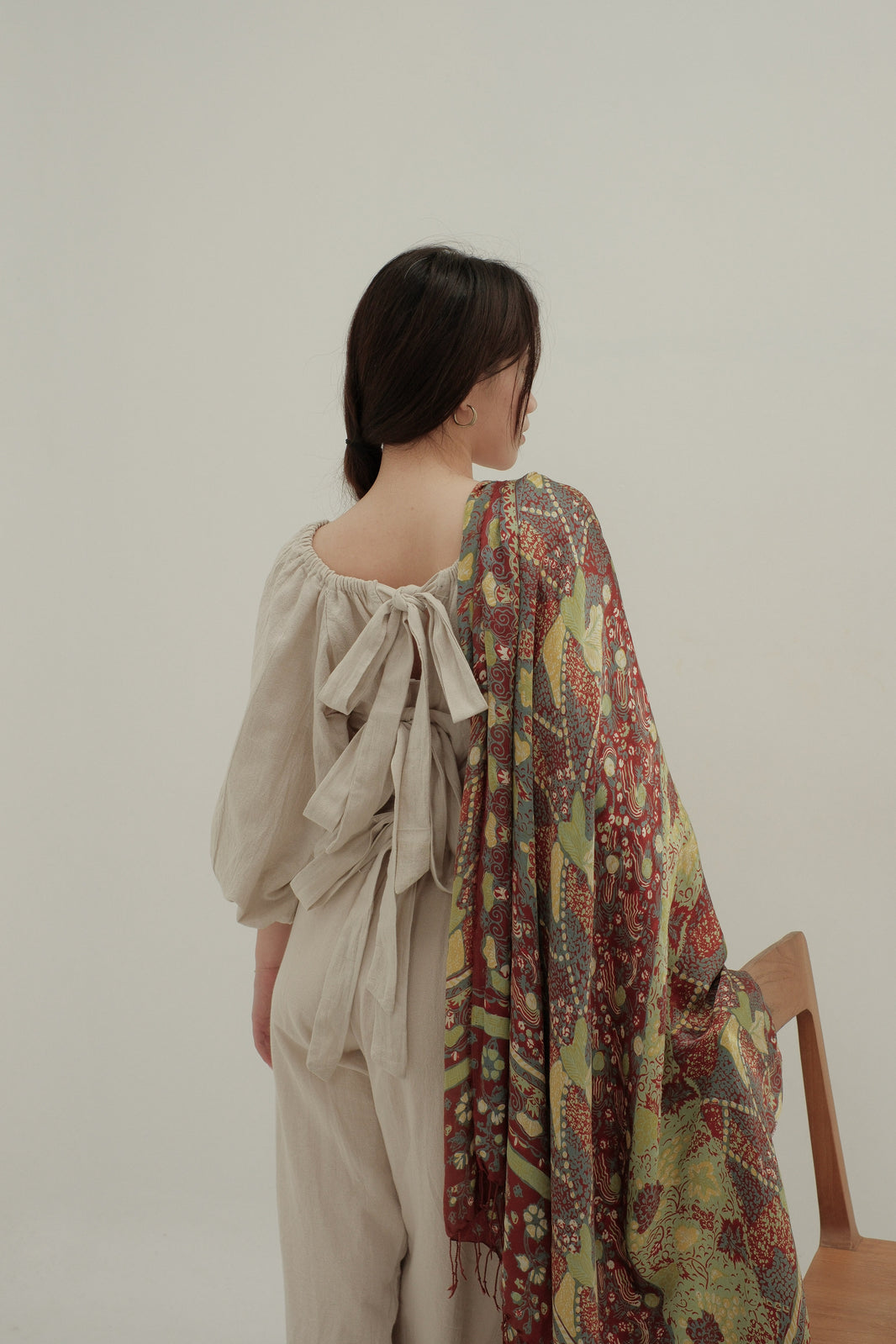 Sangga Langit in Red Green - Selendang Sutra Batik Tulis