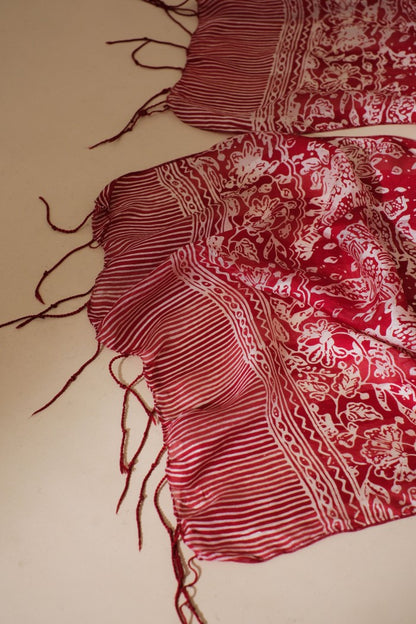 Syal Batik Sutra Sekar Jagad - Red - 45