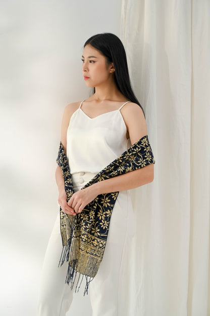 Scarf Batik Melati Tangkai - Blue | DNC