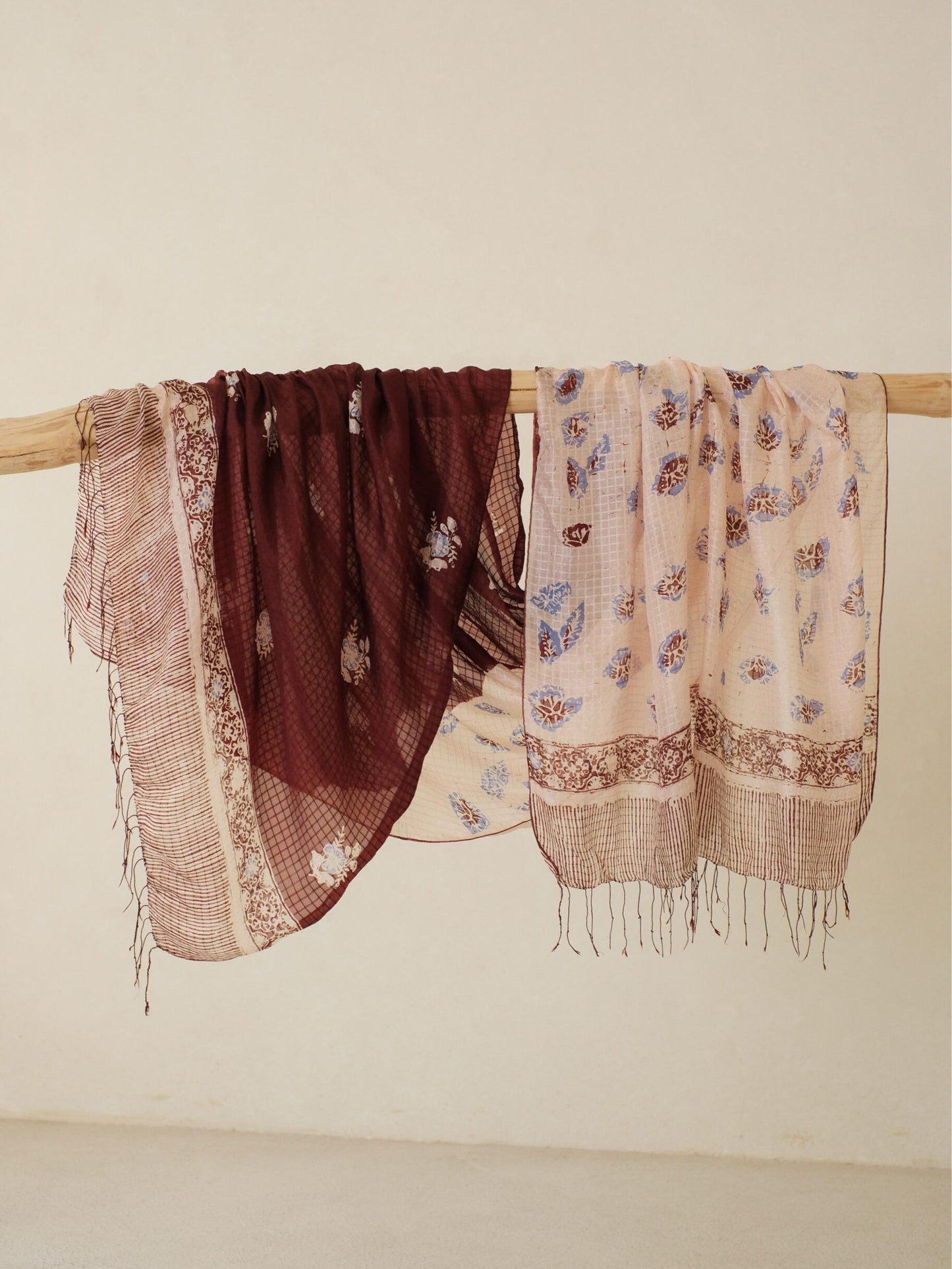 Selendang Sutra Batik - Selaras Brown Pink 2