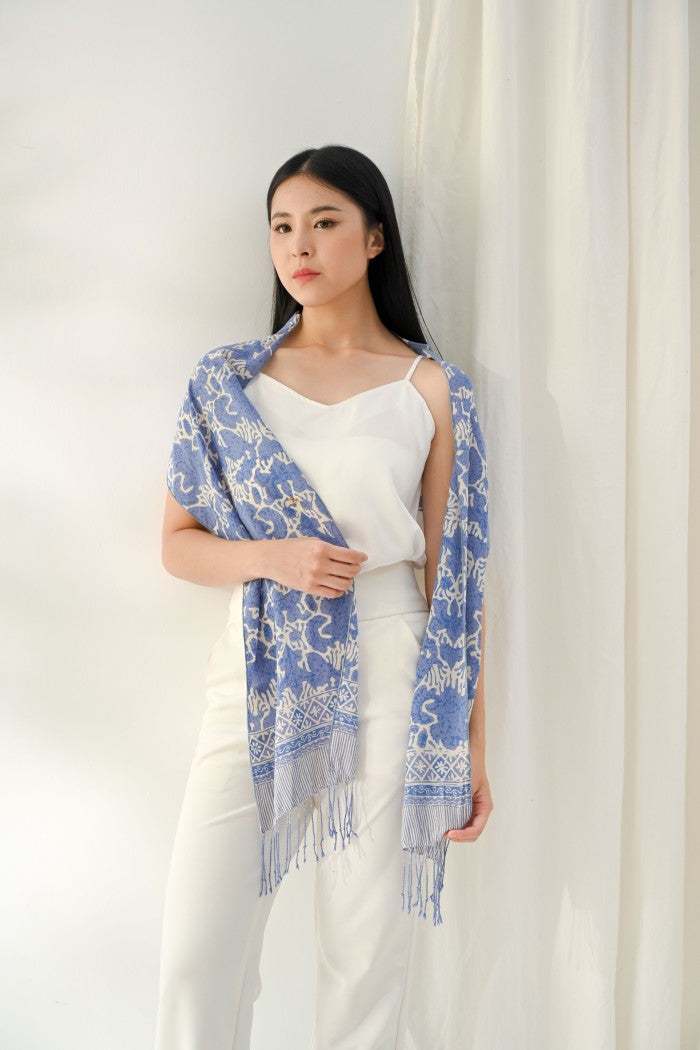 Scarf Batik Apusan - Sidomukti Garuda - Blue | DNB
