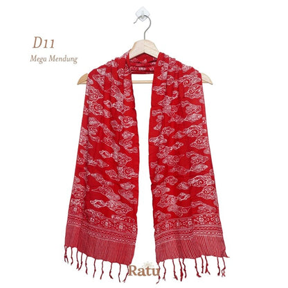 Scarf Batik Mega Mendung - Red - D11