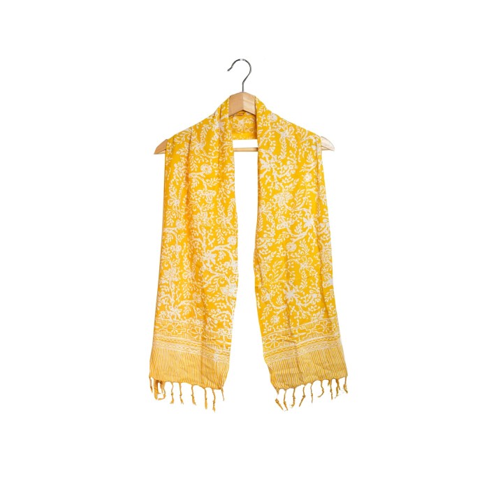 Syal Katun Paris Batik 25x140 K80 Kuning / Selendang / Scarf