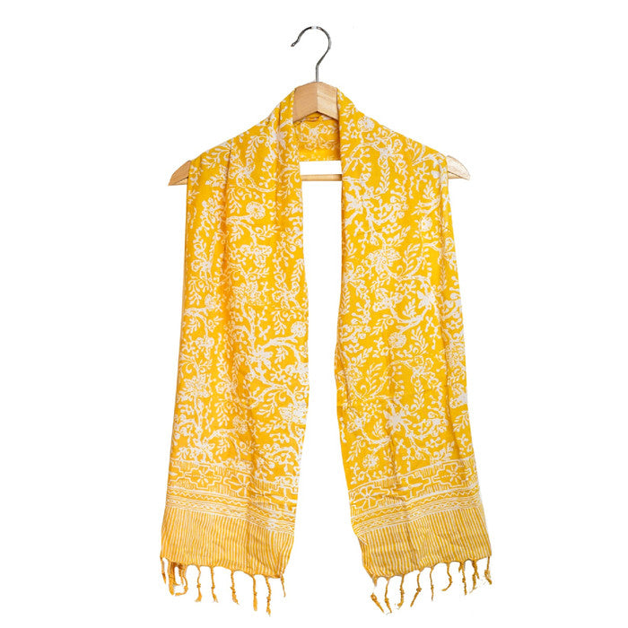 Syal Katun Paris Batik 25x140 K80 Kuning / Selendang / Scarf