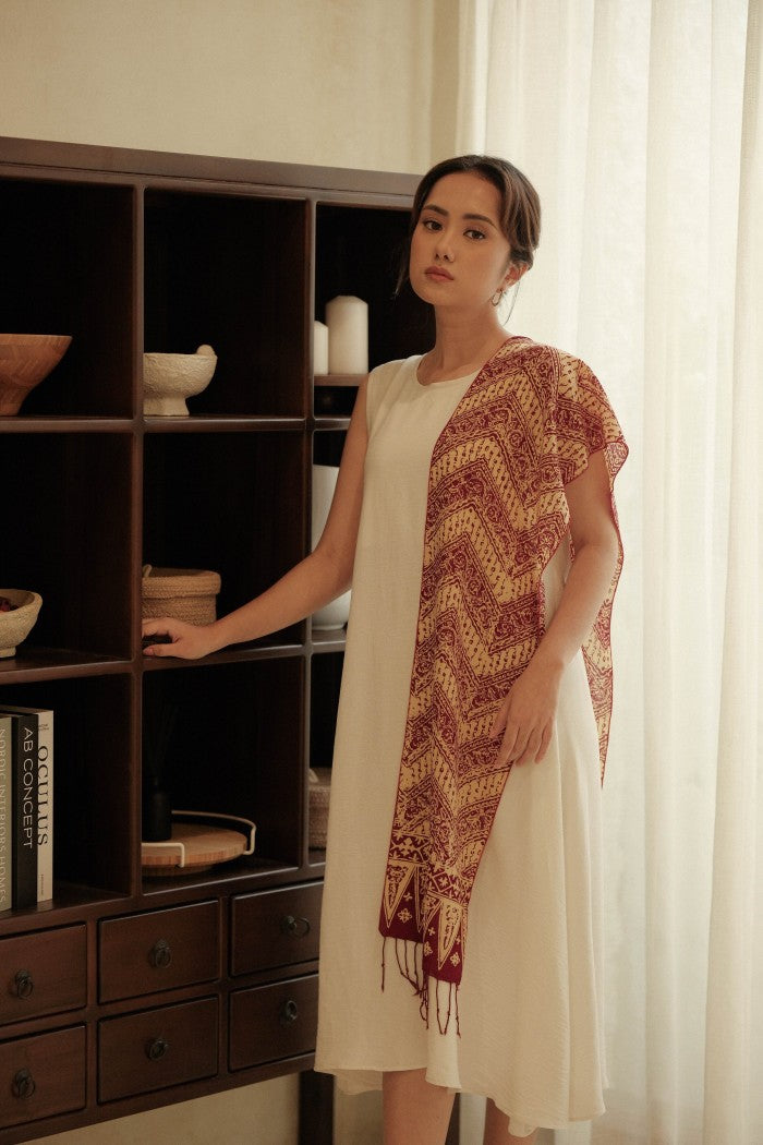 Scarf Batik Parang Kelok - Maroon | DNN