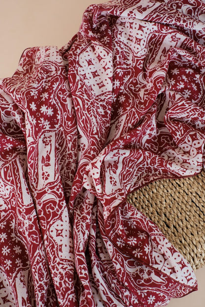 Selendang Batik TCN Sekar Jagad Maroon - 80