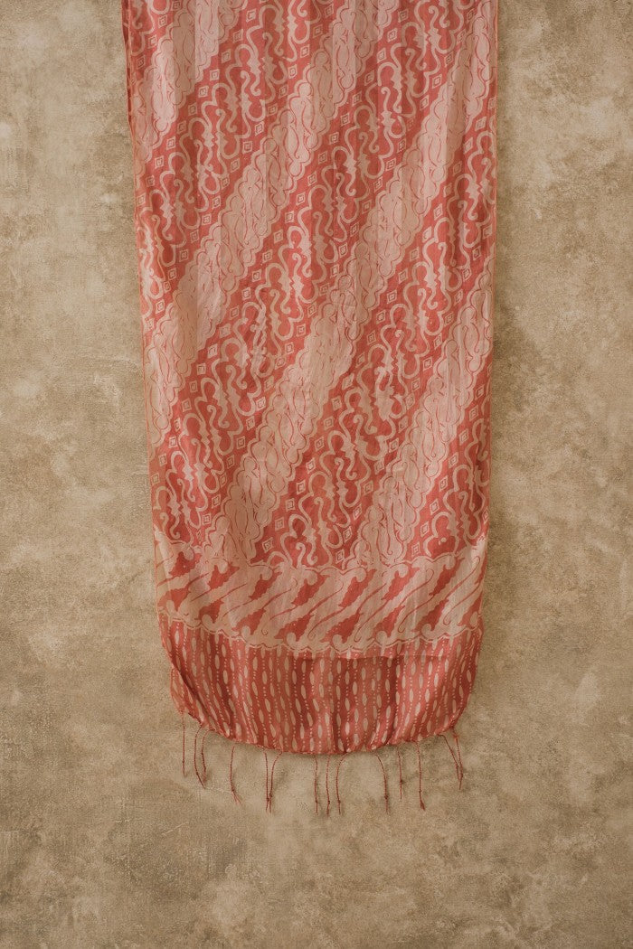 Syal Batik Sutra Parang Kombinasi - Pink - 45
