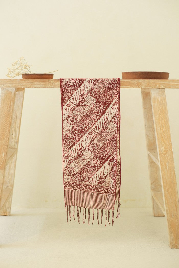 Scarf Batik TCN Parang Bunga Maroon