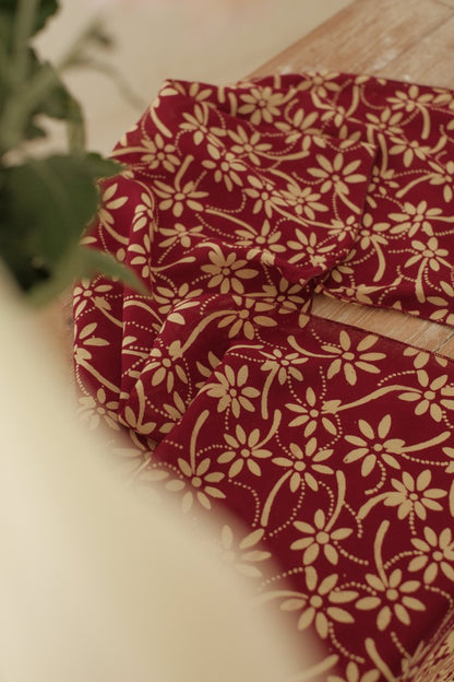 Scarf Batik Melati Tangkai - Maroon | DNN