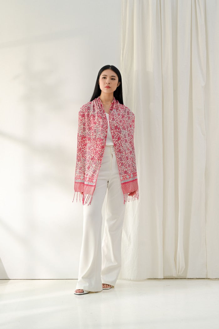 Scarf Batik Apusan - Daun Puring - Pink | DNA