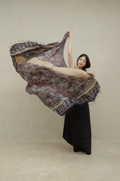 Selendang Sutra Batik Tulis - Sangga Langit - Blue