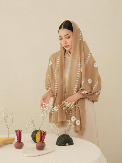 Noor in Brown Shawl - Selendang Batik