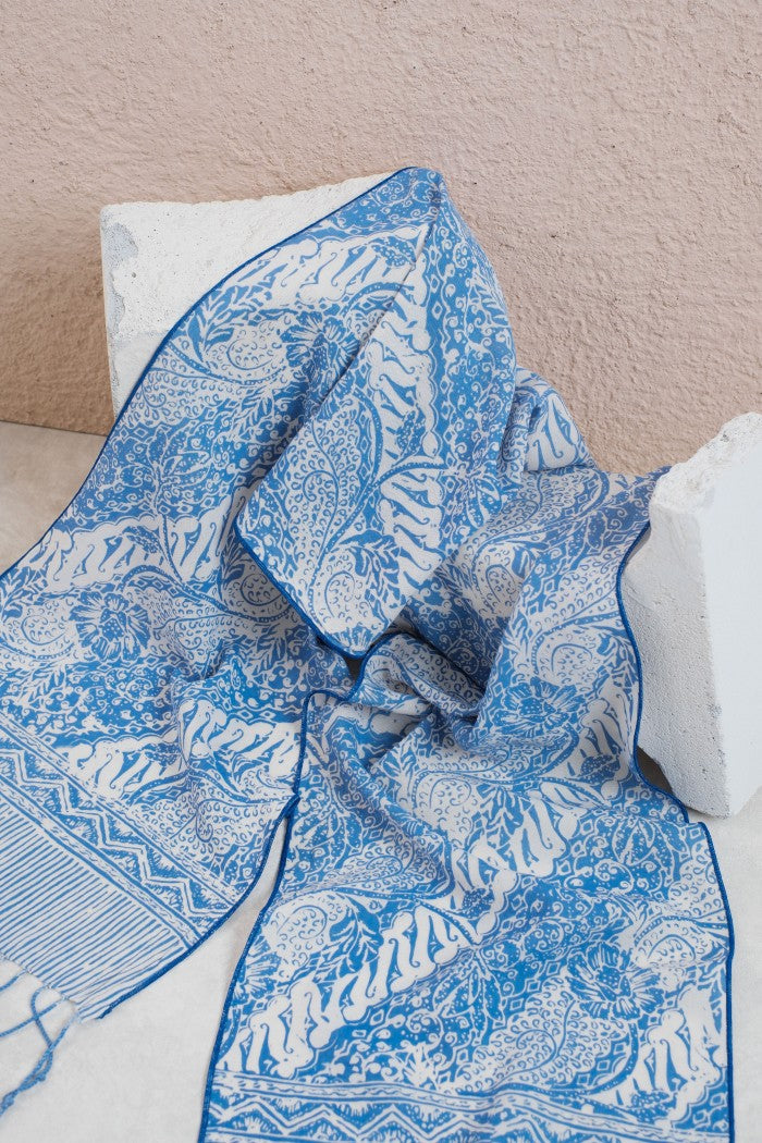 Scarf Batik TCB Parang Bunga Blue