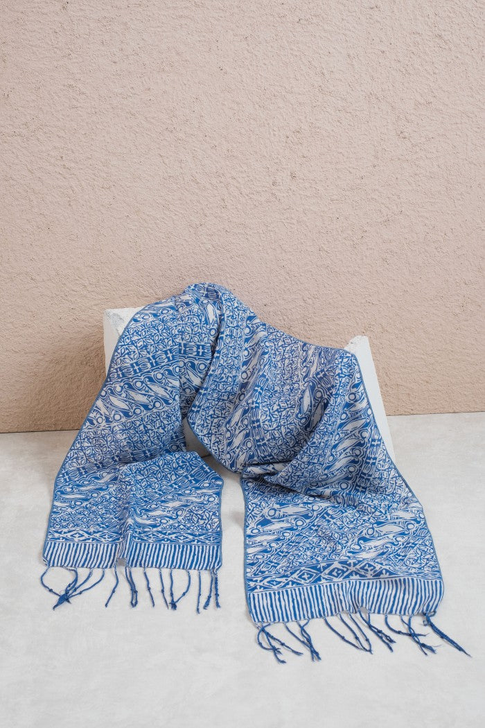 Scarf Batik TCB Parang Kawung Blue
