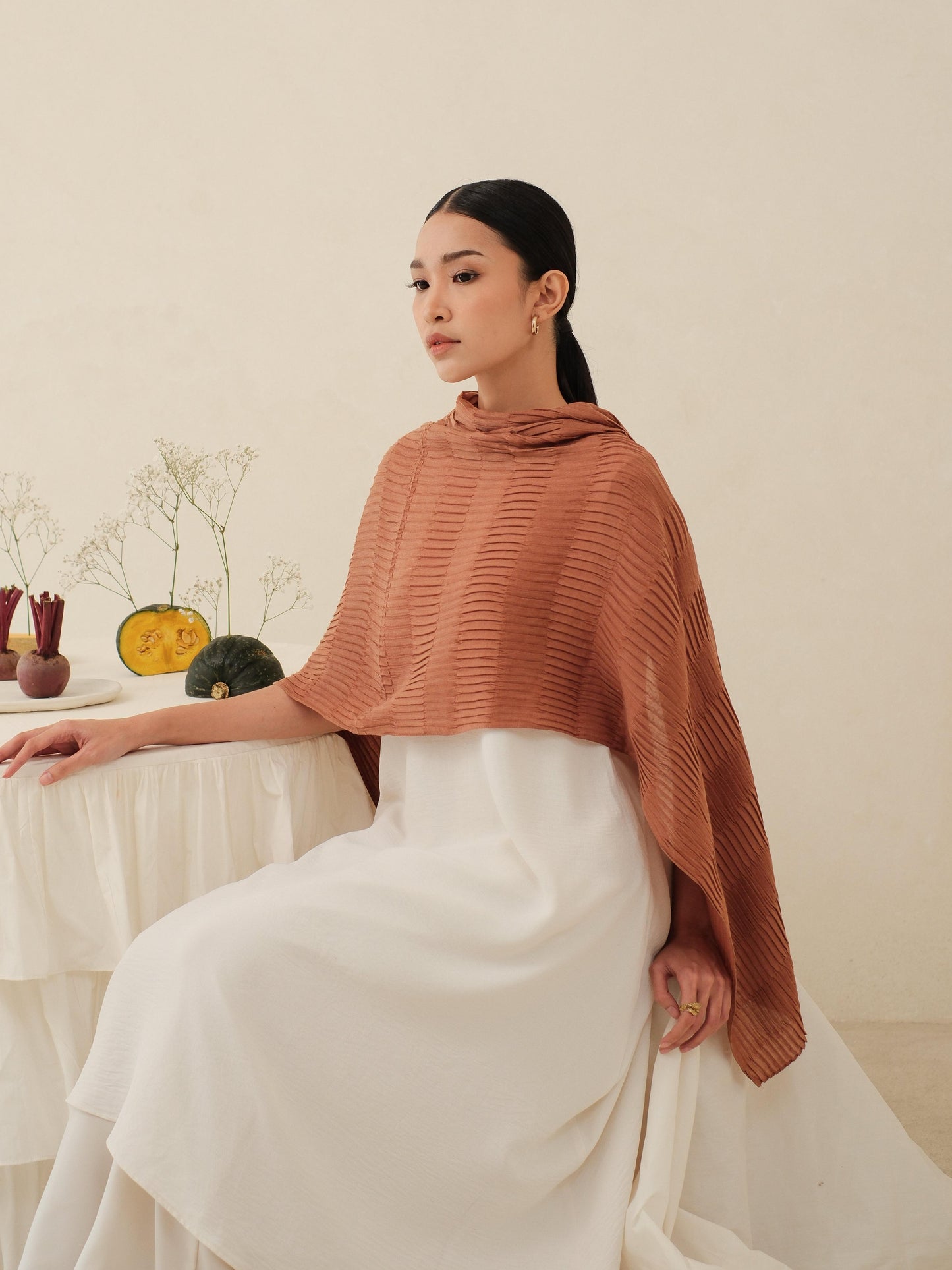 Safa in Brown Shawl - Selendang Batik