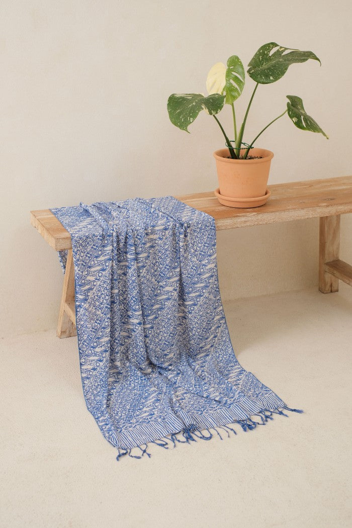 Selendang Batik TCB Parang Kawung Blue - 80