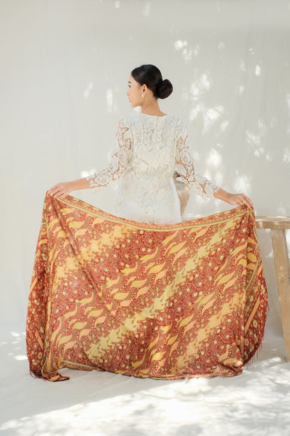 Selendang Sutra Batik Tulis - Samudra Lembayung - Red