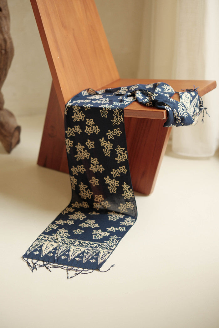 Scarf Batik Bunga Melati - Blue | DNC
