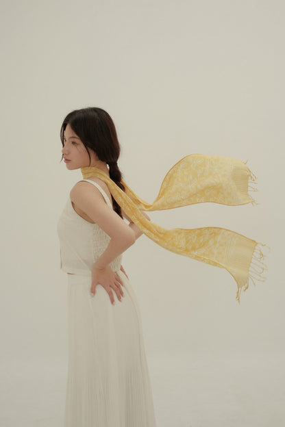 Scarf Batik Daun Rambat - Yellow | TCK