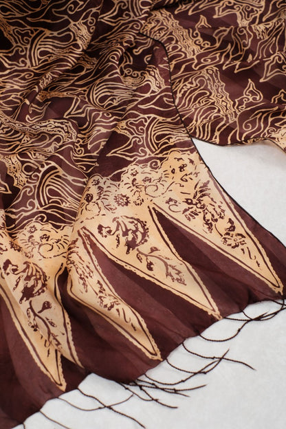 Syal Batik Sutra Mega Mendung Parang - Brown - 45