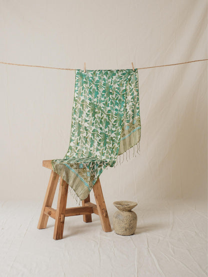Syal Batik Sutra - Rimbun - Green - 35