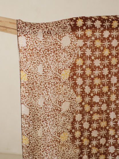 Batik Ratu - Selendang Sutra Batik - Truntum Daun - Brown