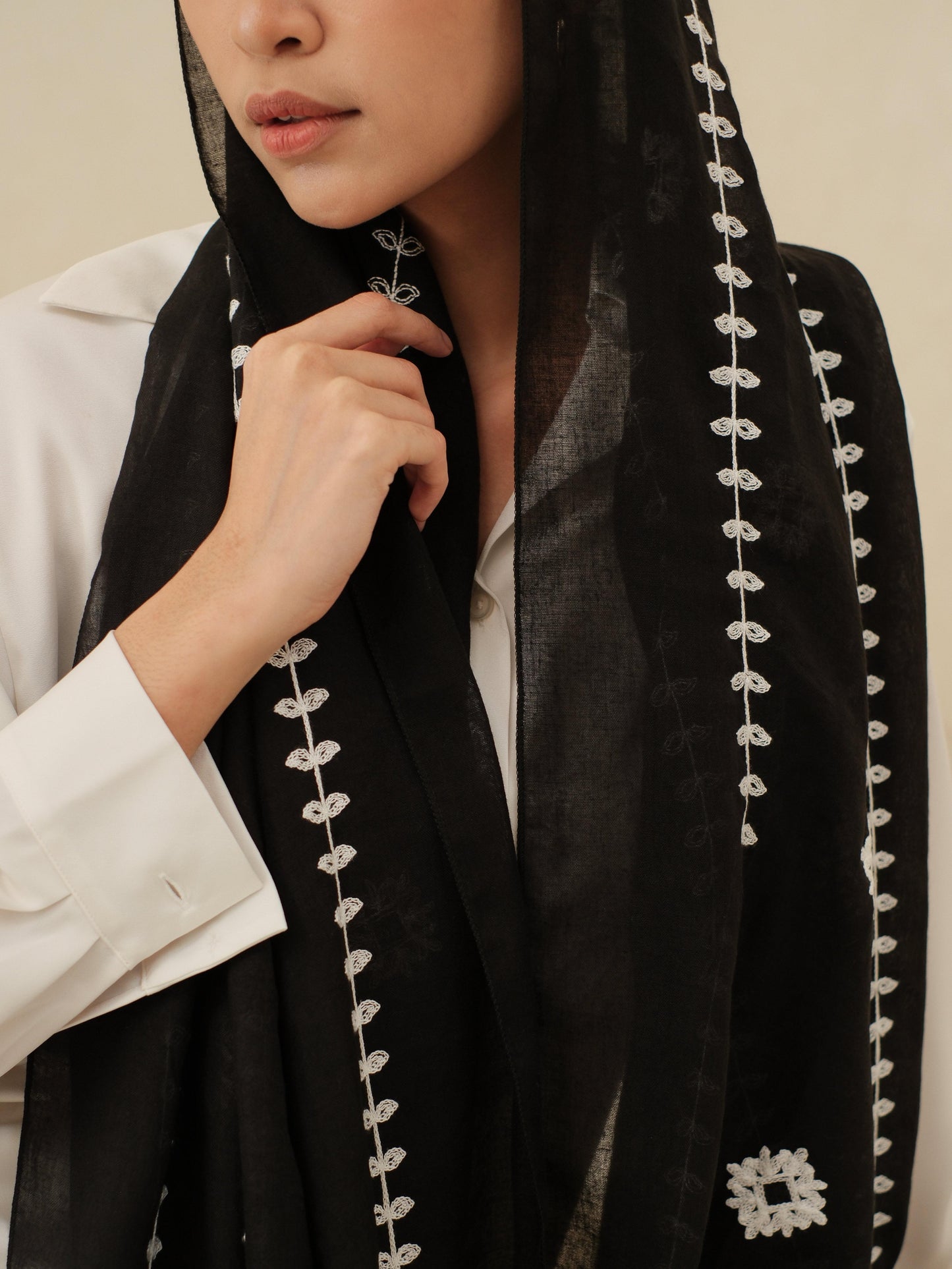 Noor in Black Shawl - Selendang Batik