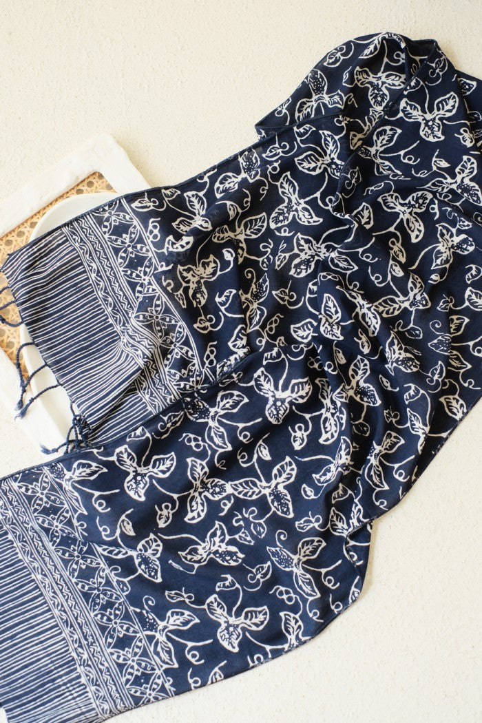 Scarf Batik TCC Daun Rambat Blue