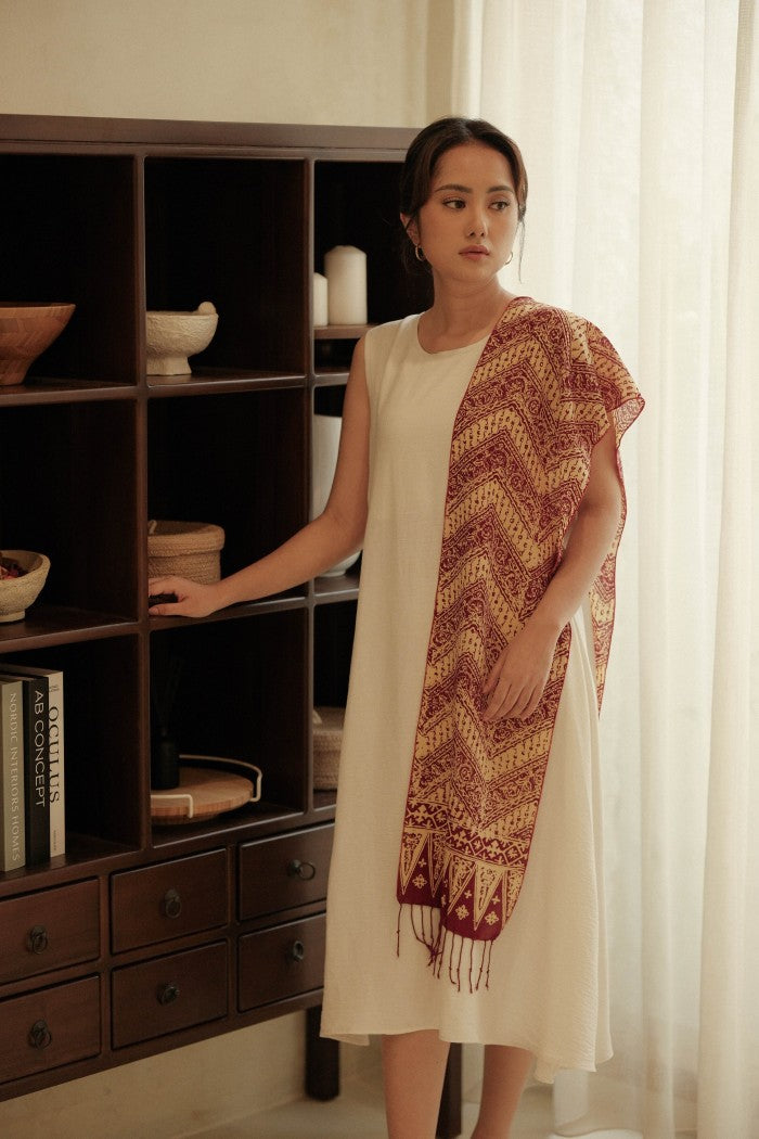 Scarf Batik Parang Kelok - Maroon | DNN