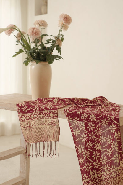Scarf Batik Melati Tangkai - Maroon | DNN