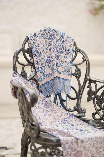 Scarf Batik Apusan - Daun Puring - Blue | DNB