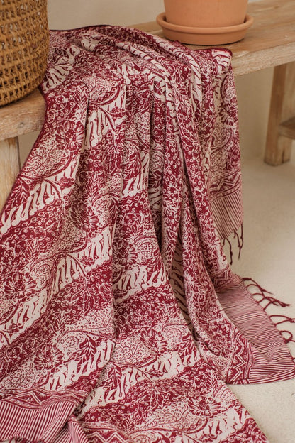Selendang Batik TCN Parang Bunga Maroon - 80