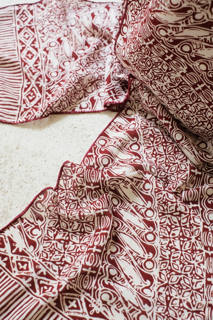 Scarf Batik TCN Parang Kawung Maroon