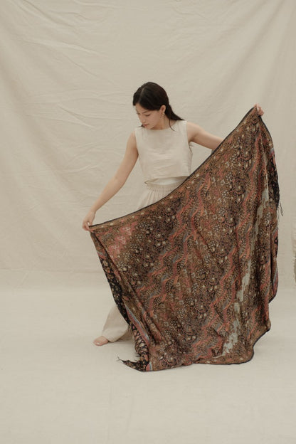 Selendang Sutra Batik Tulis - Mega Sukma - Pink