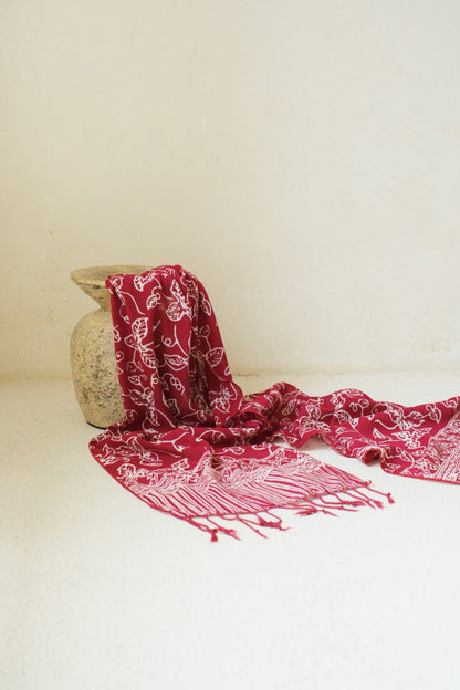 Scarf Batik TCN Daun Rambat Maroon