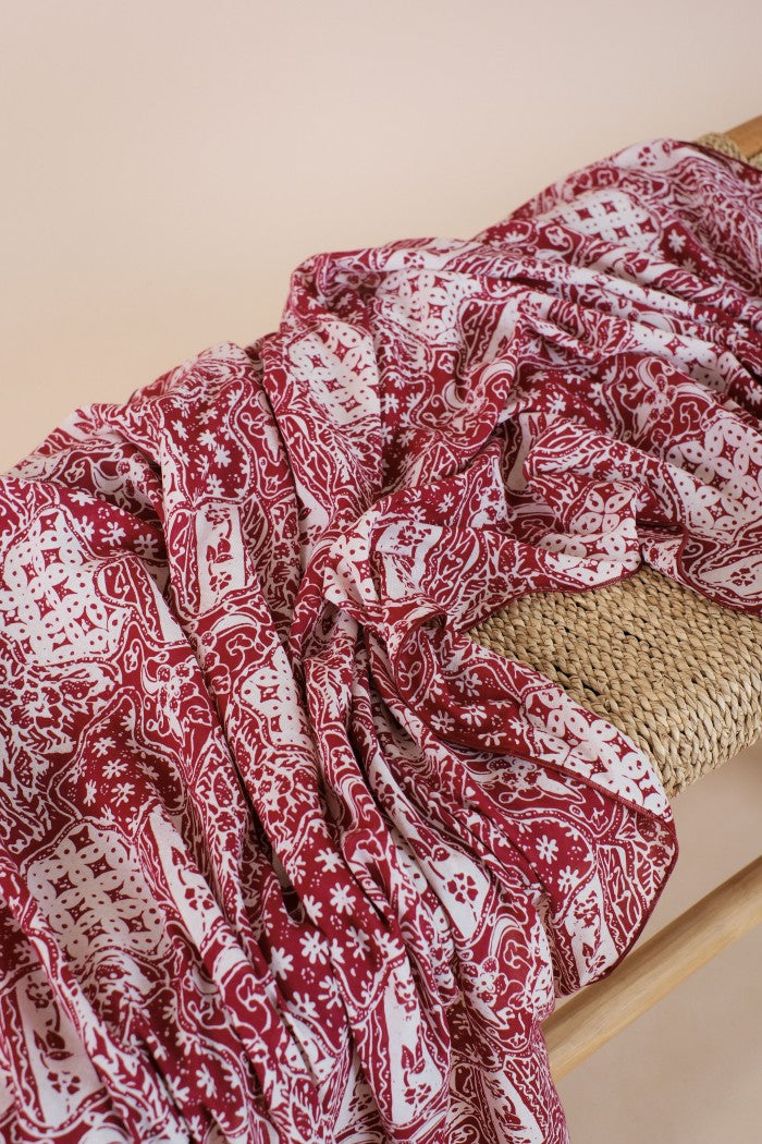 Selendang Batik TCN Sekar Jagad Maroon - 80