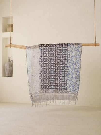 Batik Ratu - Selendang Sutra Batik - Truntum Daun - Dark Blue