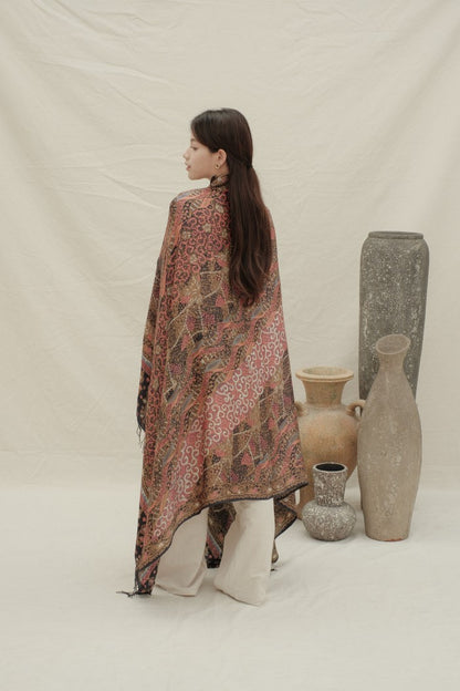 Selendang Sutra Batik Tulis - Sangga Langit - Black Pink
