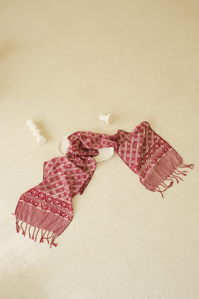 Scarf Batik TCN Kawung Bribil Maroon