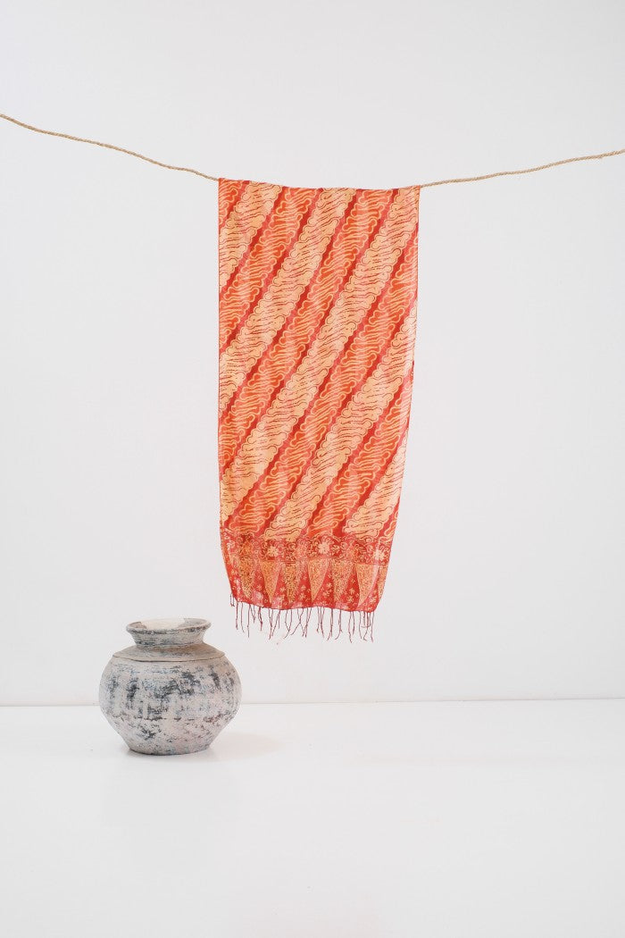 Syal Batik Sutra Parang Tuding Kombi - Red - 45