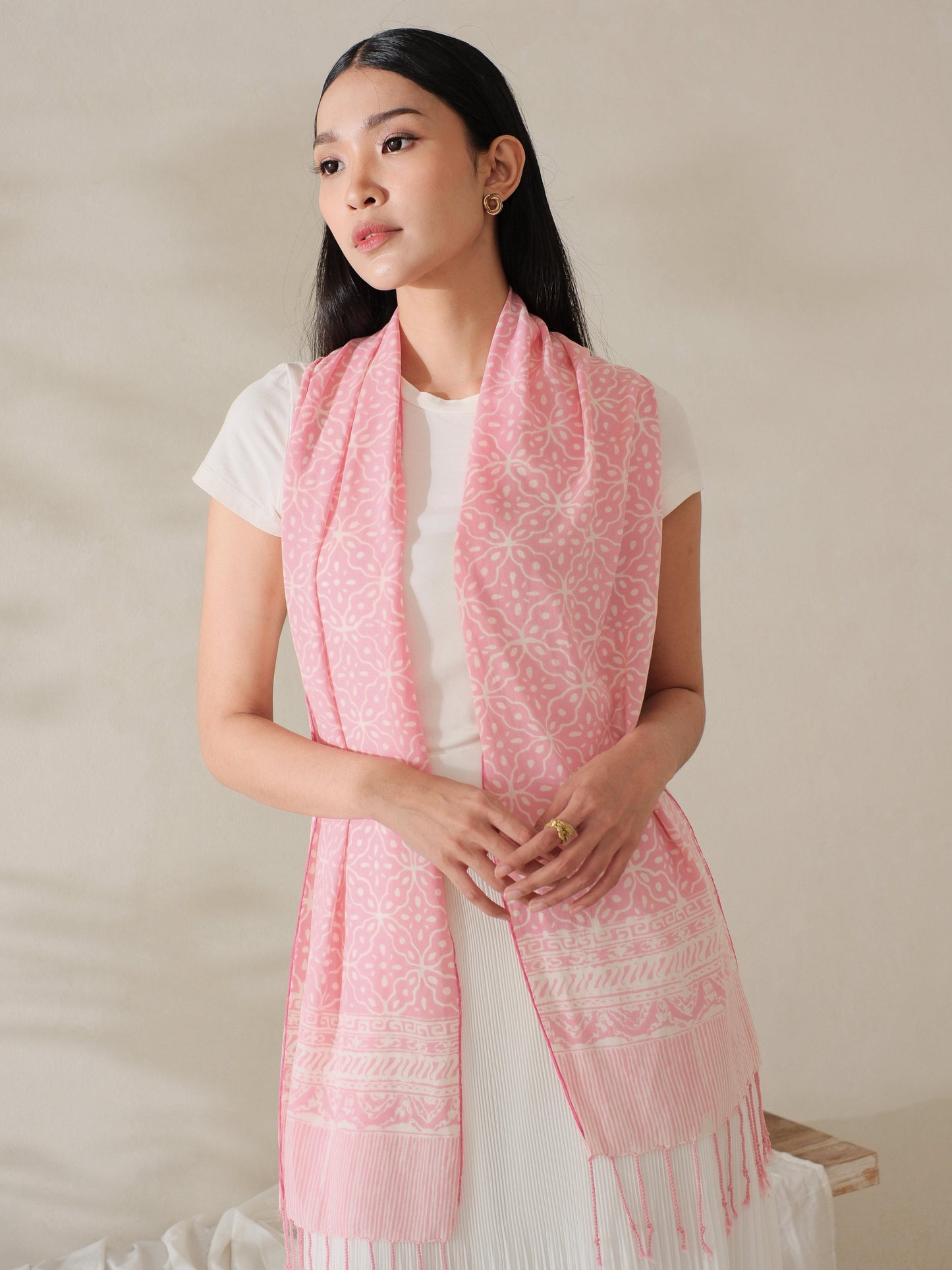 Scarf Batik TCA Kawung 2 Pink