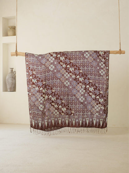 Selendang Sutra Batik Tulis - Semanggi - Blue